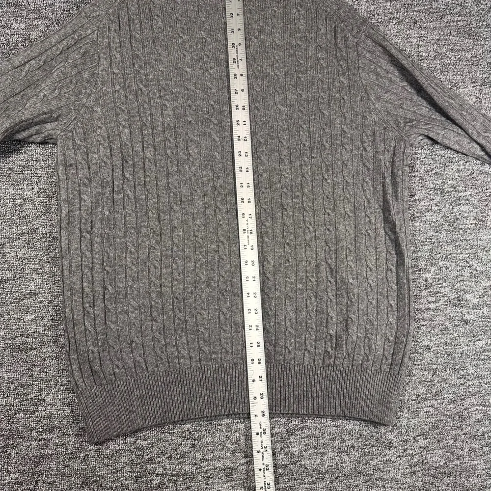 Peter Millar Crown Fleece Gray Wool Yak Cashmere Cable Knit 1/4 Zip Sweater L